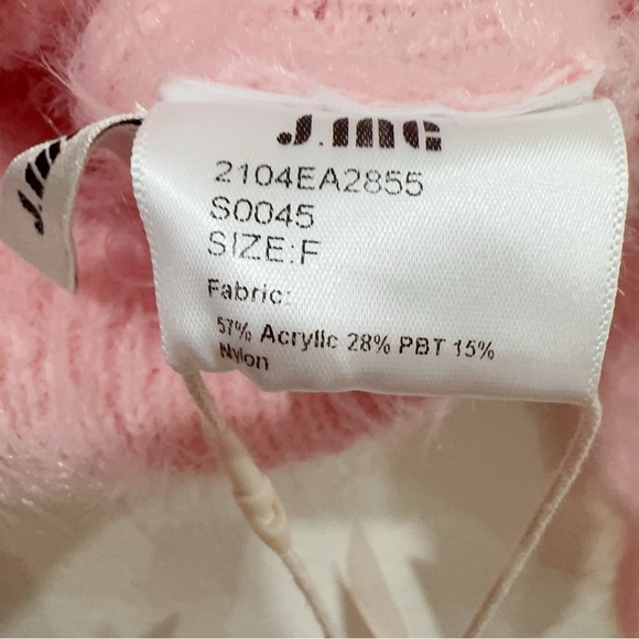 J.ING Jing Pink Fuzzy Fluffy Crop Pullover Sweater One Size NWT - Picture 4 of 5